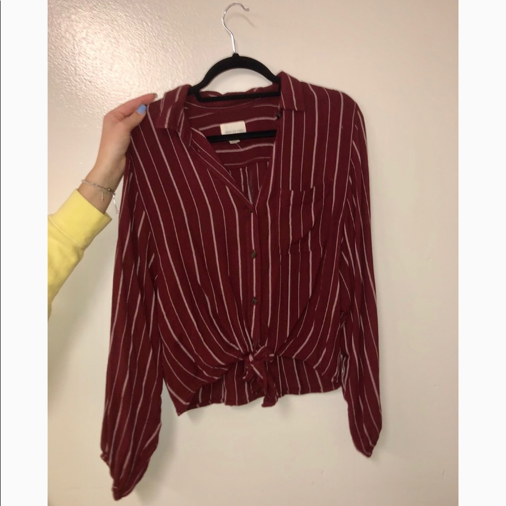 Maroon and white stripped blouse
